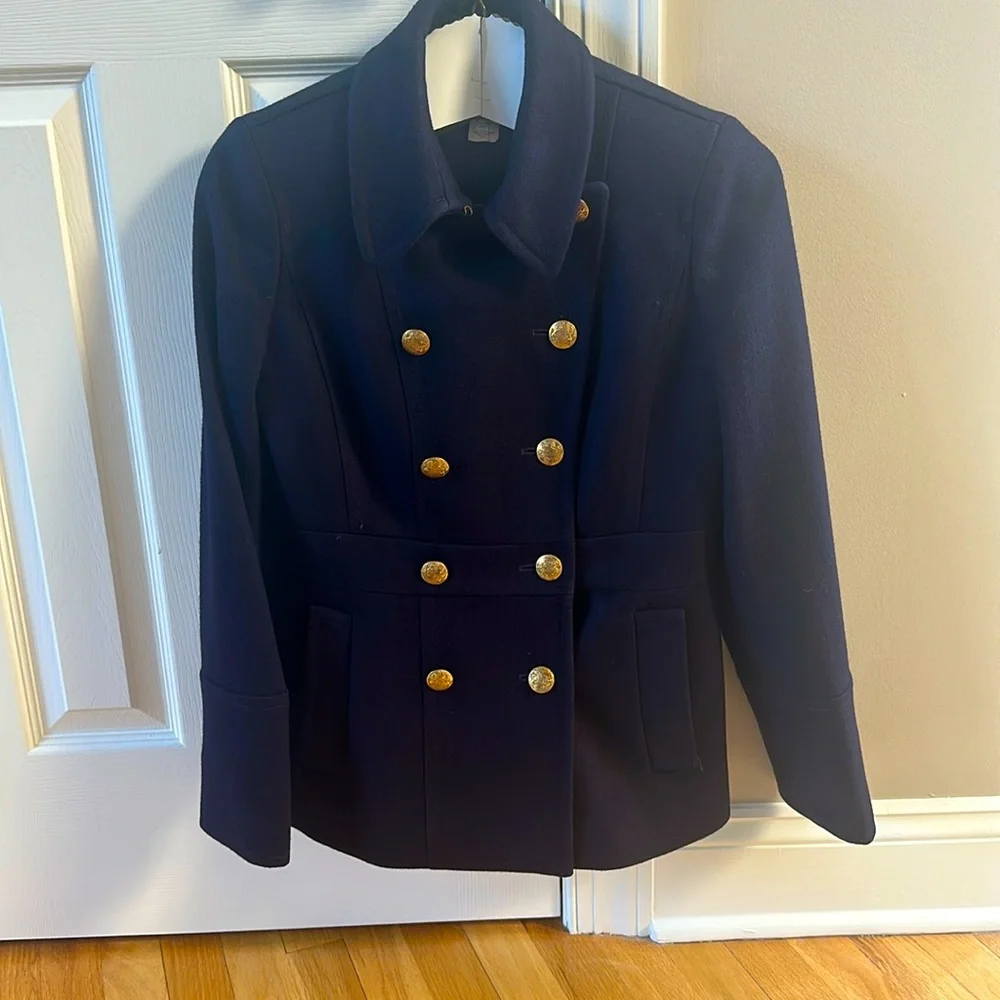 JCrew navy peacoat in mint condition. - Picture 1 of 4